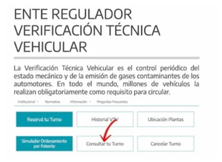 Paso 1 para consultar o cambiar el turno de la VTV en Mercedes